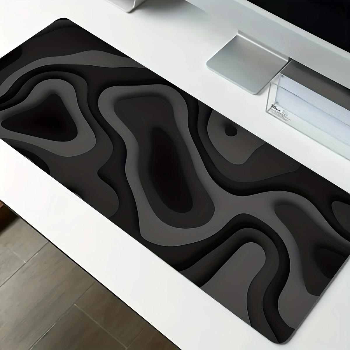 Office Desk Tech Accessories - Zwart-grijs swirl design grote muismat bureau
