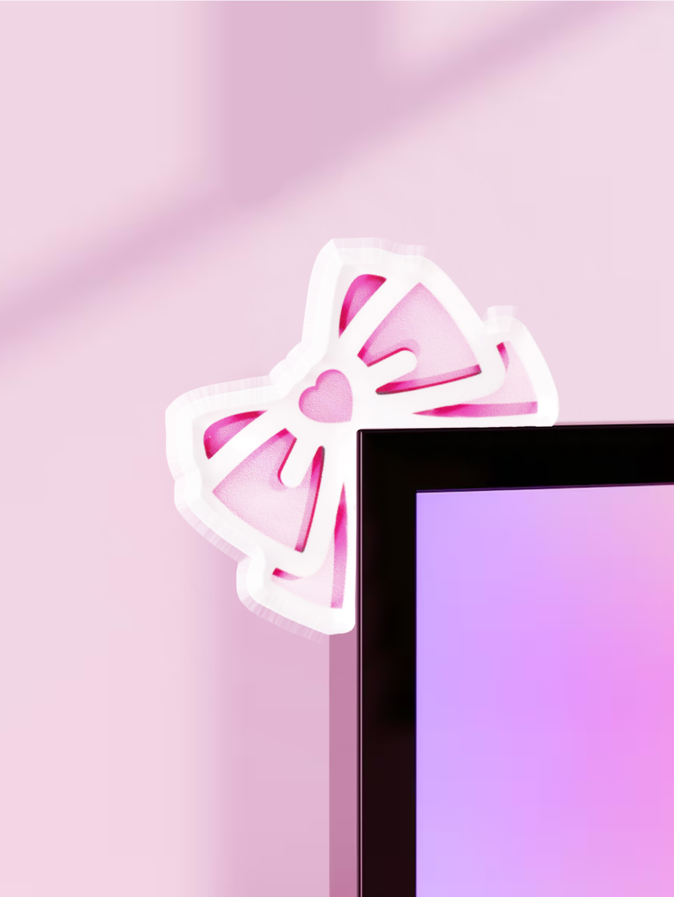 Office Desk Tech Accessories - Kawaii Bow Monitor Decor Roze Acryl