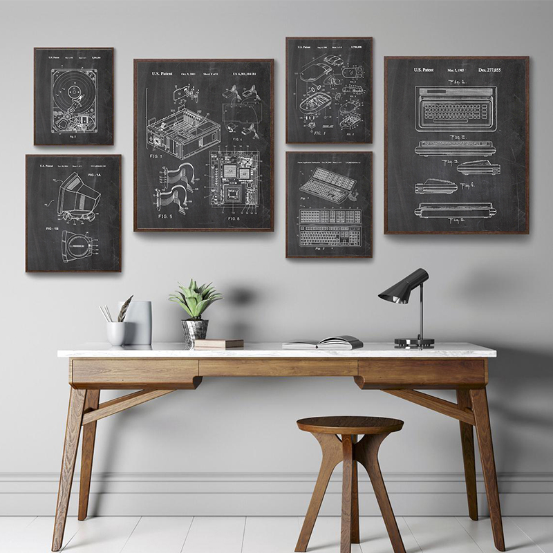 6-delige vintage computerpaten - Office Tech Room recensie en prijs