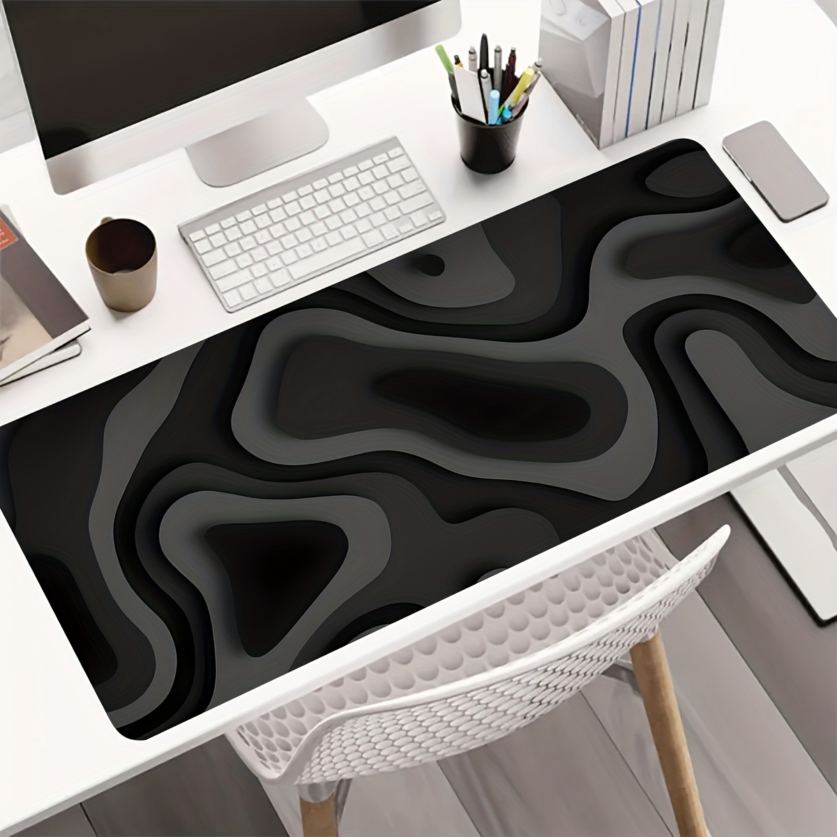 Zwart-grijs swirl design grote - Office Desk Tech Accessories recensie en prijs